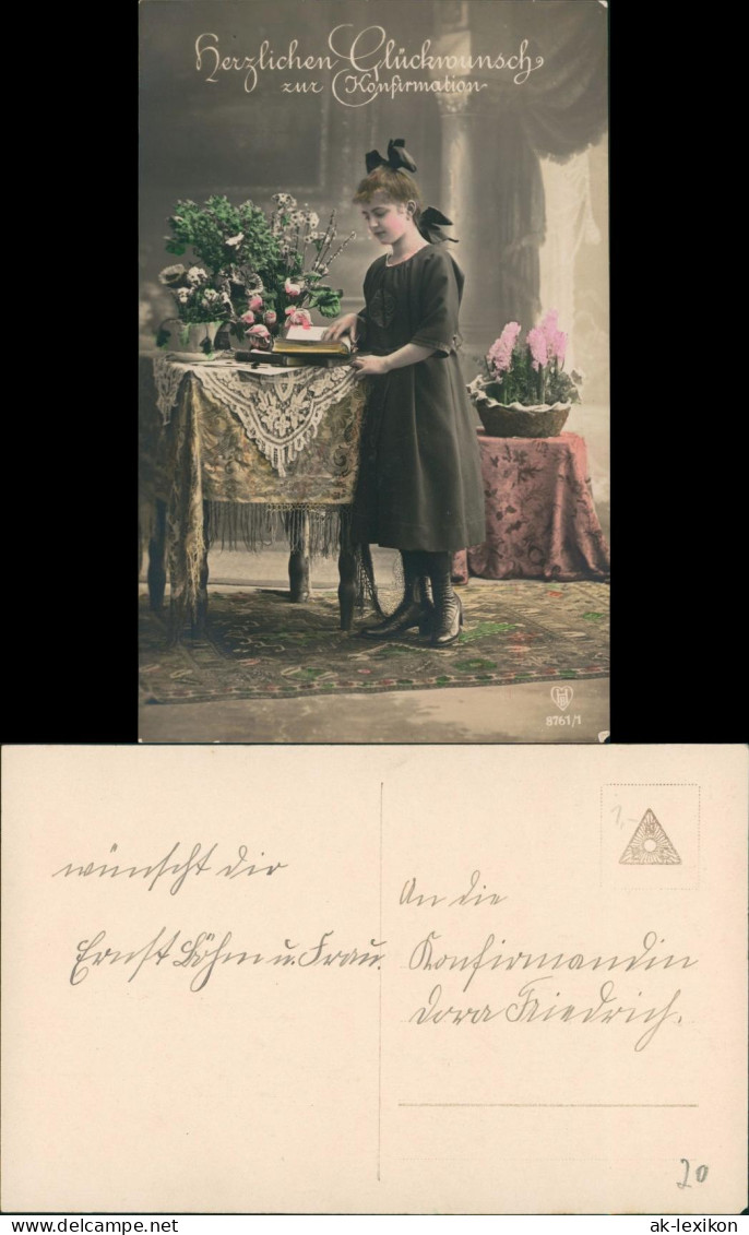 Ansichtskarte  Glückwunsch, Mädchen, Zimmer ,Konfirmation 1920 - Autres & Non Classés