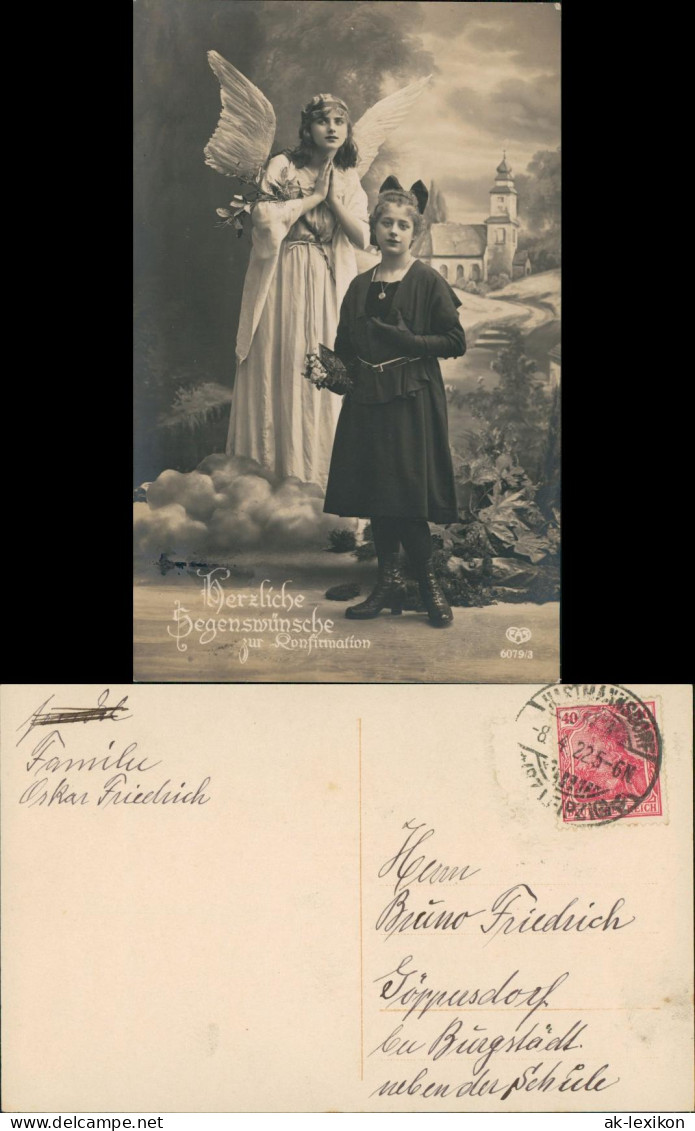 Religion & Gruss Glückwunsch Konfirmation Mädchen & Engel 1922 - Autres & Non Classés