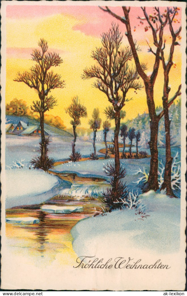 Ansichtskarte  Glückwunsch, Weihnachten, Fluss 1930 - Autres & Non Classés