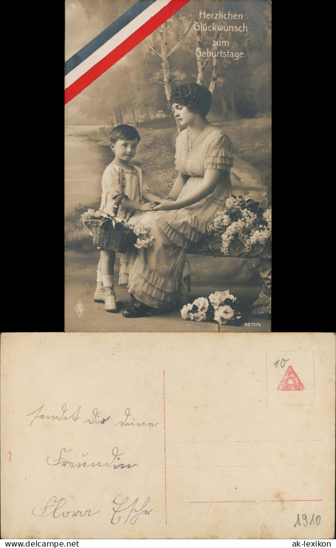 Glückwunsch, Grußkarten, Geburtstag, Mutter, Sohn 1910 Privatfoto - Anniversaire