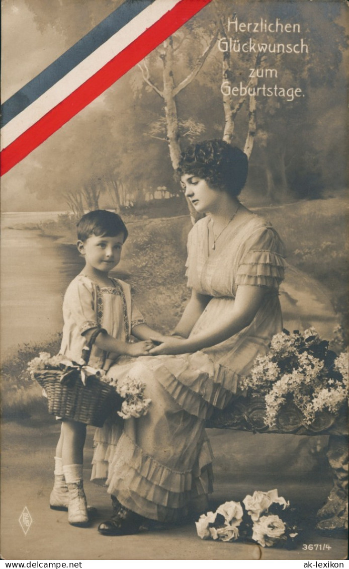 Glückwunsch, Grußkarten, Geburtstag, Mutter, Sohn 1910 Privatfoto - Anniversaire