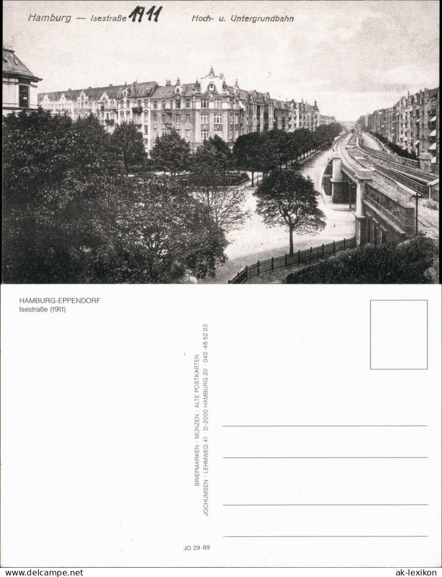 Sammelkarte Eppendorf-Hamburg Isestraße (Repro-Ansicht Anno 1911) 1989 - Eppendorf