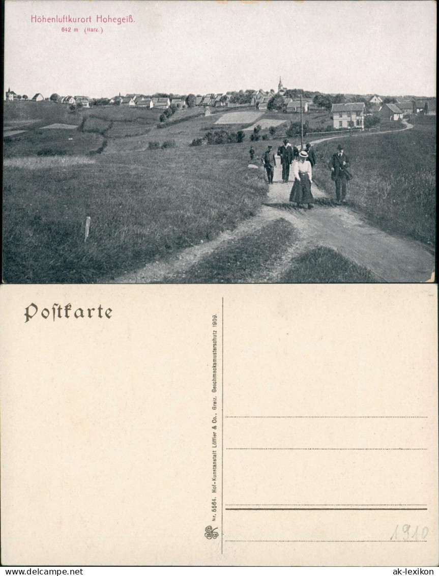 Ansichtskarte Hohegeiß-Braunlage Panorama-Ansicht Mit Personen Auf Weg 1909 - Braunlage