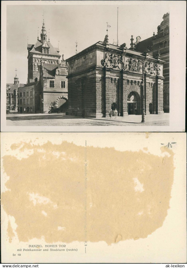 Postcard Danzig Gdańsk/Gduńsk Stockturm Hohes Tor 1932 - Danzig