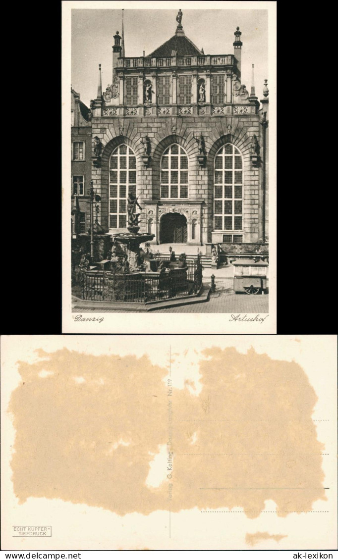 Postcard Danzig Gdańsk/Gduńsk Artushof - Brunnen 1932 - Danzig