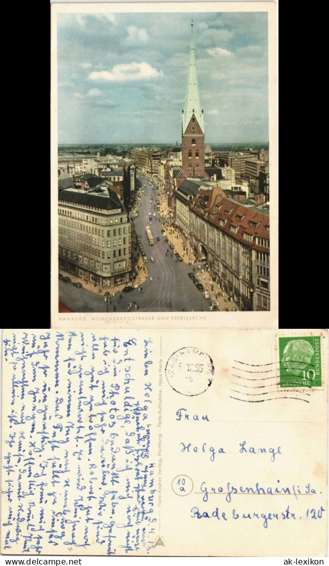 Altstadt-Hamburg Mönckebergstraße Aus Der Vogelschau-Perspektive 1955 - Other & Unclassified