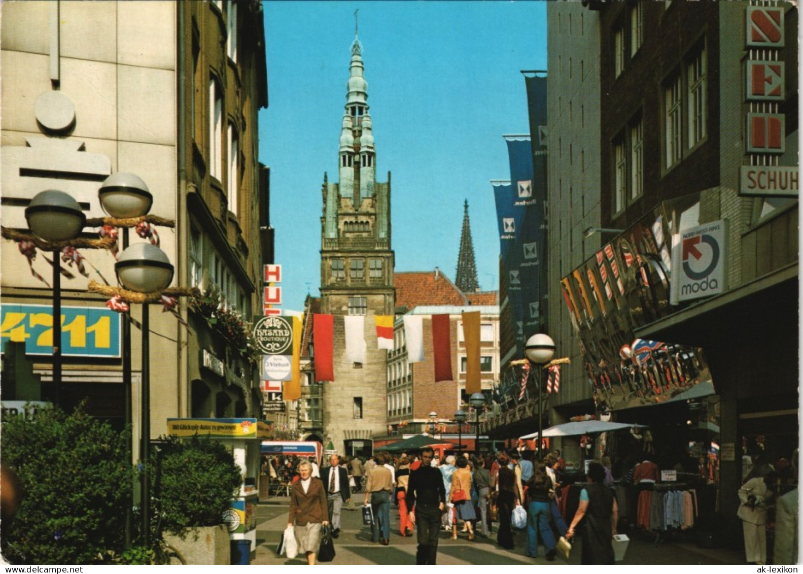 Münster (Westfalen) Ludgeristraße (Fußgängerzone), Personen Einkaufsmeile 1980 - Muenster
