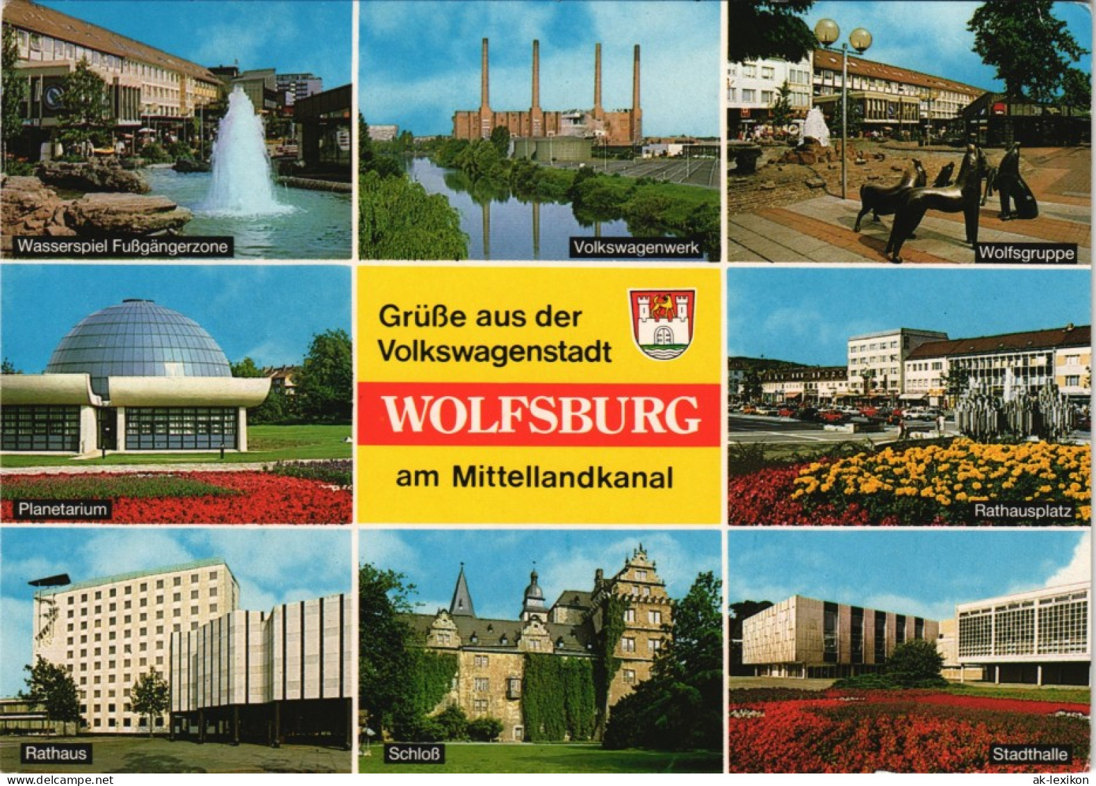Wolfsburg Mehrbild-AK Stadtteilansichten U.a. Volkswagen-Werk Uvm. 1985 - Wolfsburg