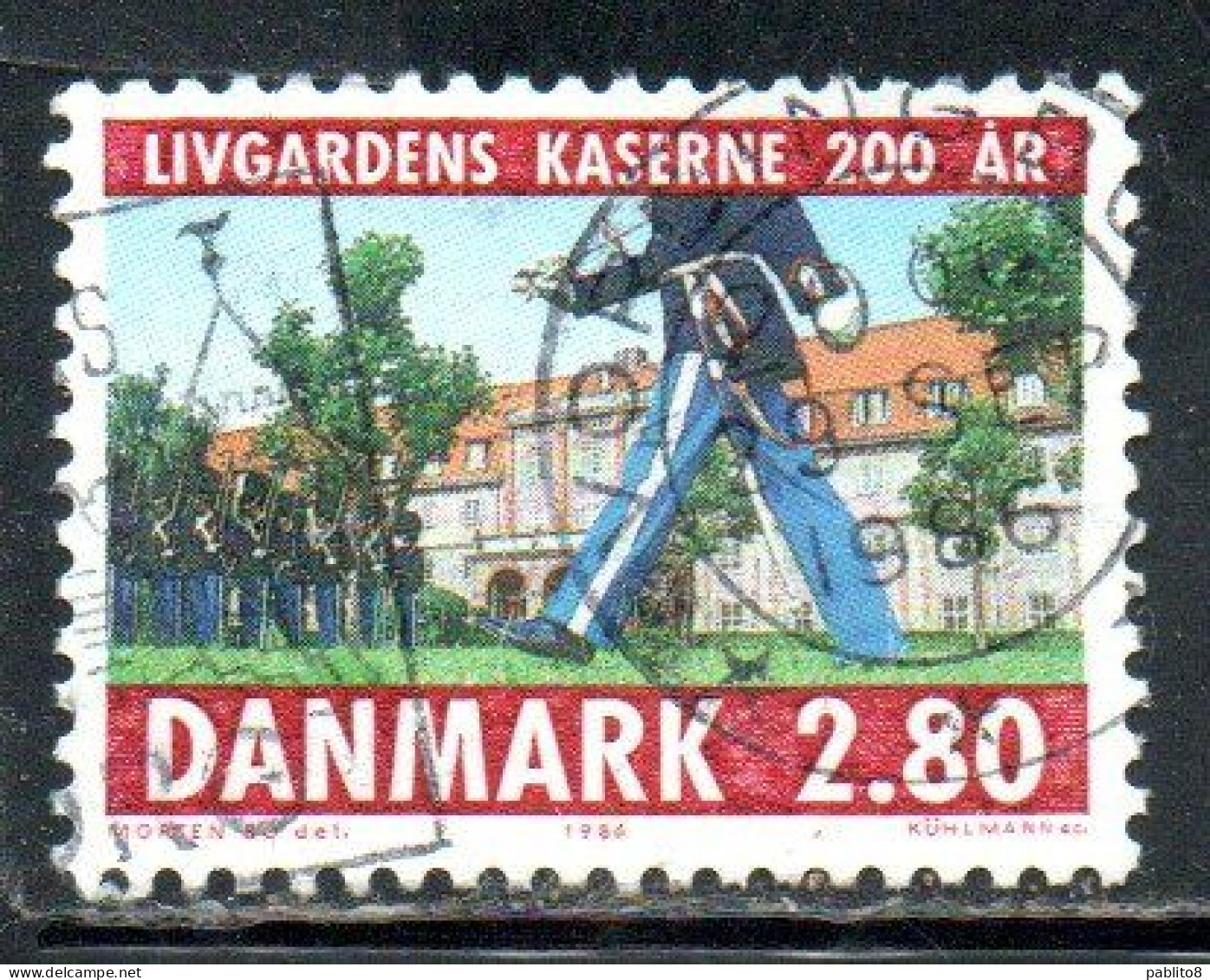 DANEMARK DANMARK DENMARK DANIMARCA 1986 CHANGING OF GUARD ROYAL DANISH LIFE GUARDS BARRACKS 2.80k USED USATO OBLITERE' - Gebruikt