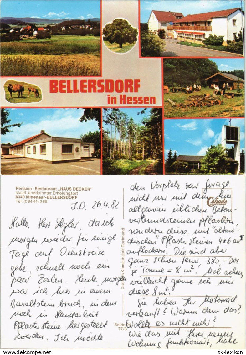 Mittenaar-Bellersdorf Mehrbild-AK Mit Restaurant Haus Decker 1982/1977 - Other & Unclassified