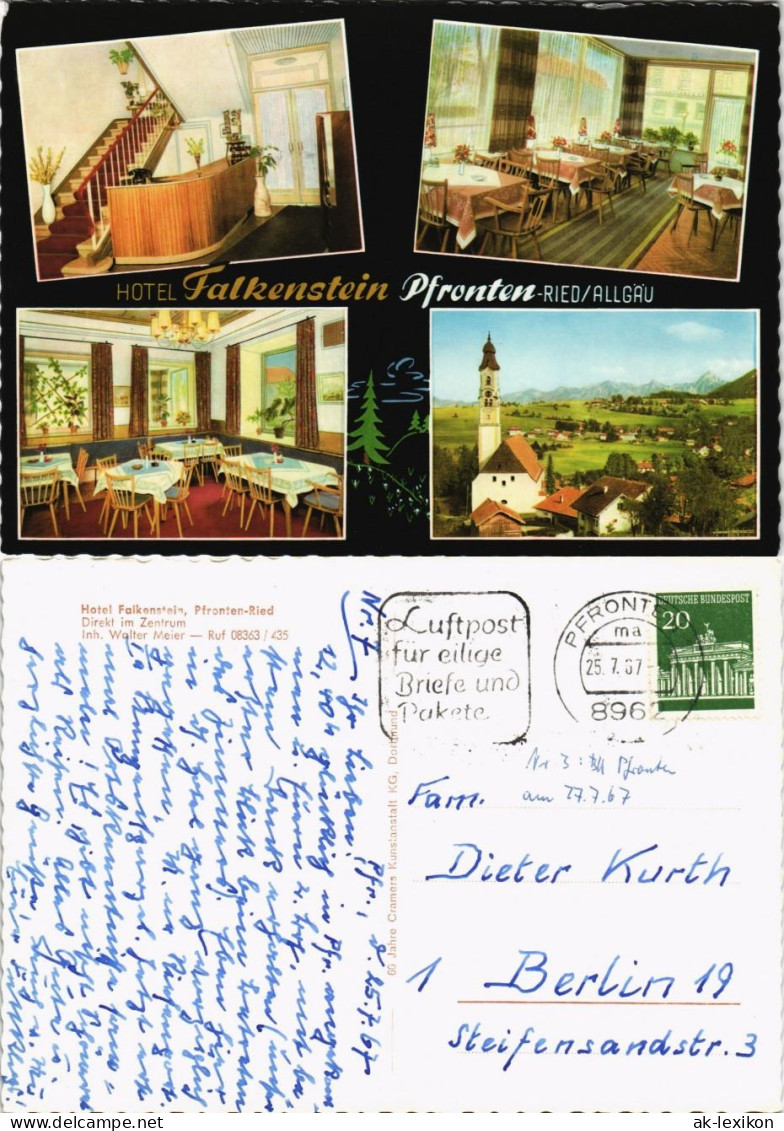 Ansichtskarte Pfronten (Allgäu) Hotel Falkensein Im Zentrum Von Ried 1967 - Other & Unclassified