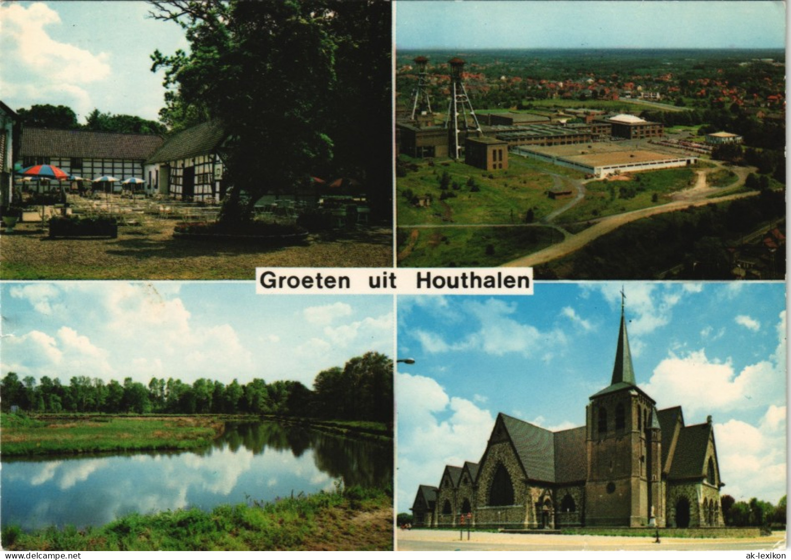 Postkaart Houthalen-Helchteren Mehrbild-AK Mit 4 Ortsansichten 1977 - Autres & Non Classés