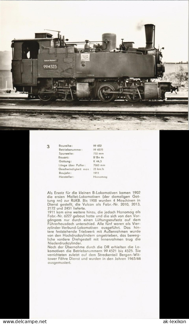 Betriebsnummer: 99 4525 Verkehr/KFZ - Eisenbahn/Zug/Lokomotive 1977 - Treinen
