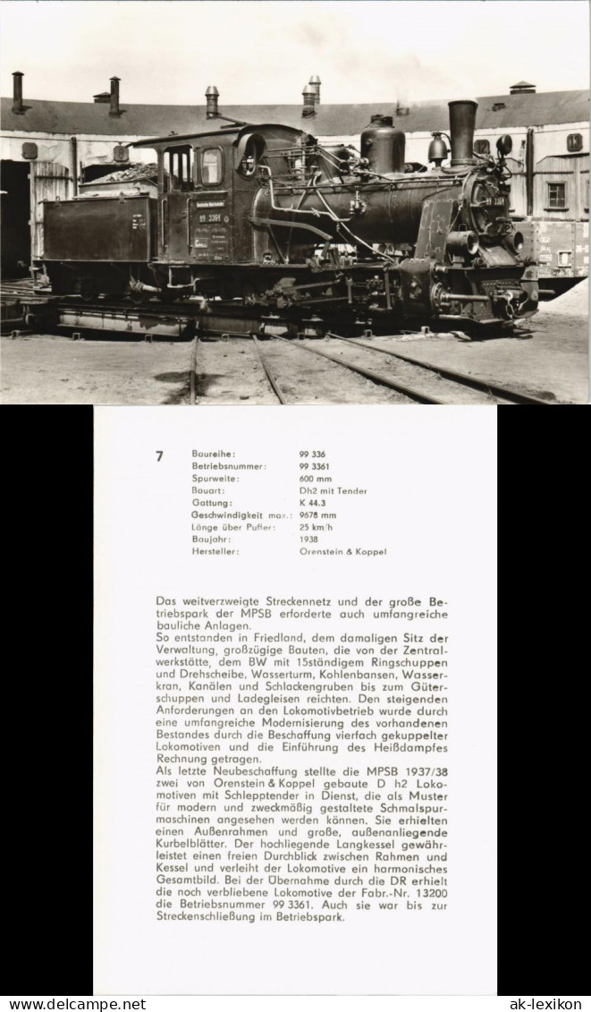 Ansichtskarte  Verkehr/KFZ - Eisenbahn/Zug/Lokomotive Baureihe 99336 1977 - Trains