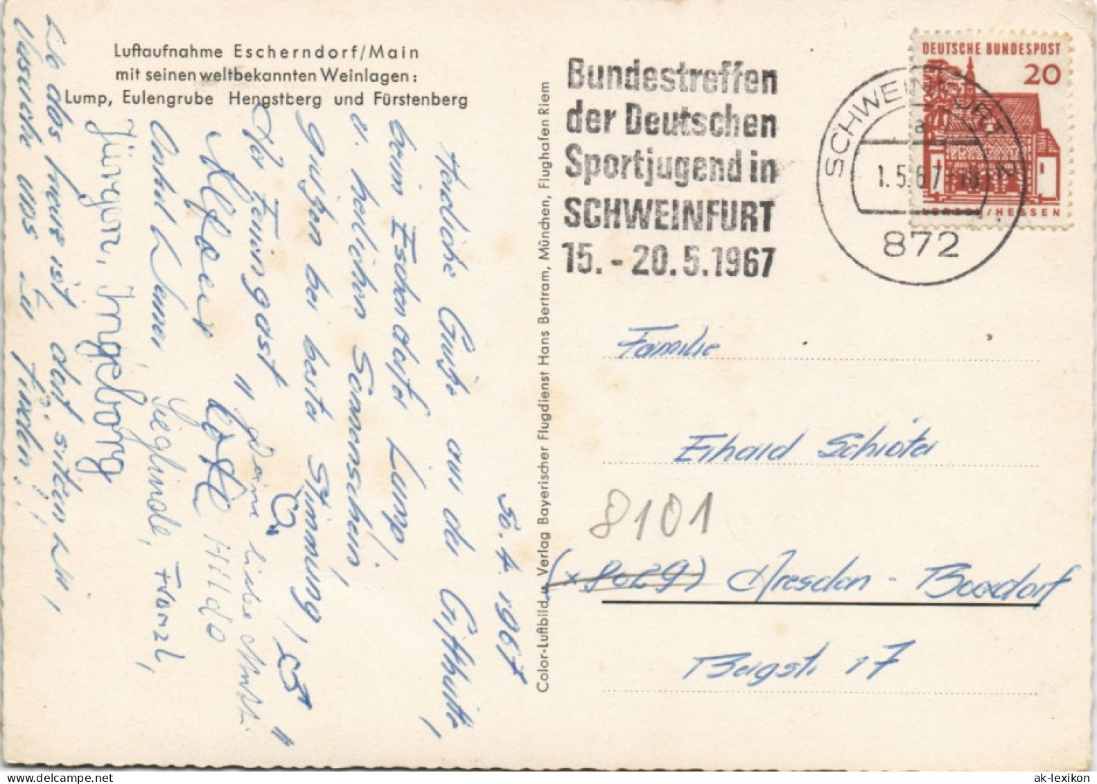 Ansichtskarte Escherndorf-Volkach Luftbild, Eulengrube 1967 - Other & Unclassified
