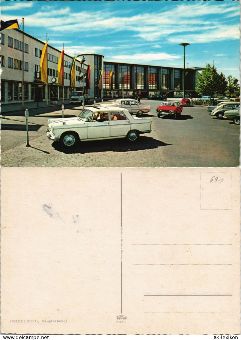 Ansichtskarte Heidelberg Bahnhof Vorplatz Mit Diversen Auto-Modellen 1970 - Heidelberg
