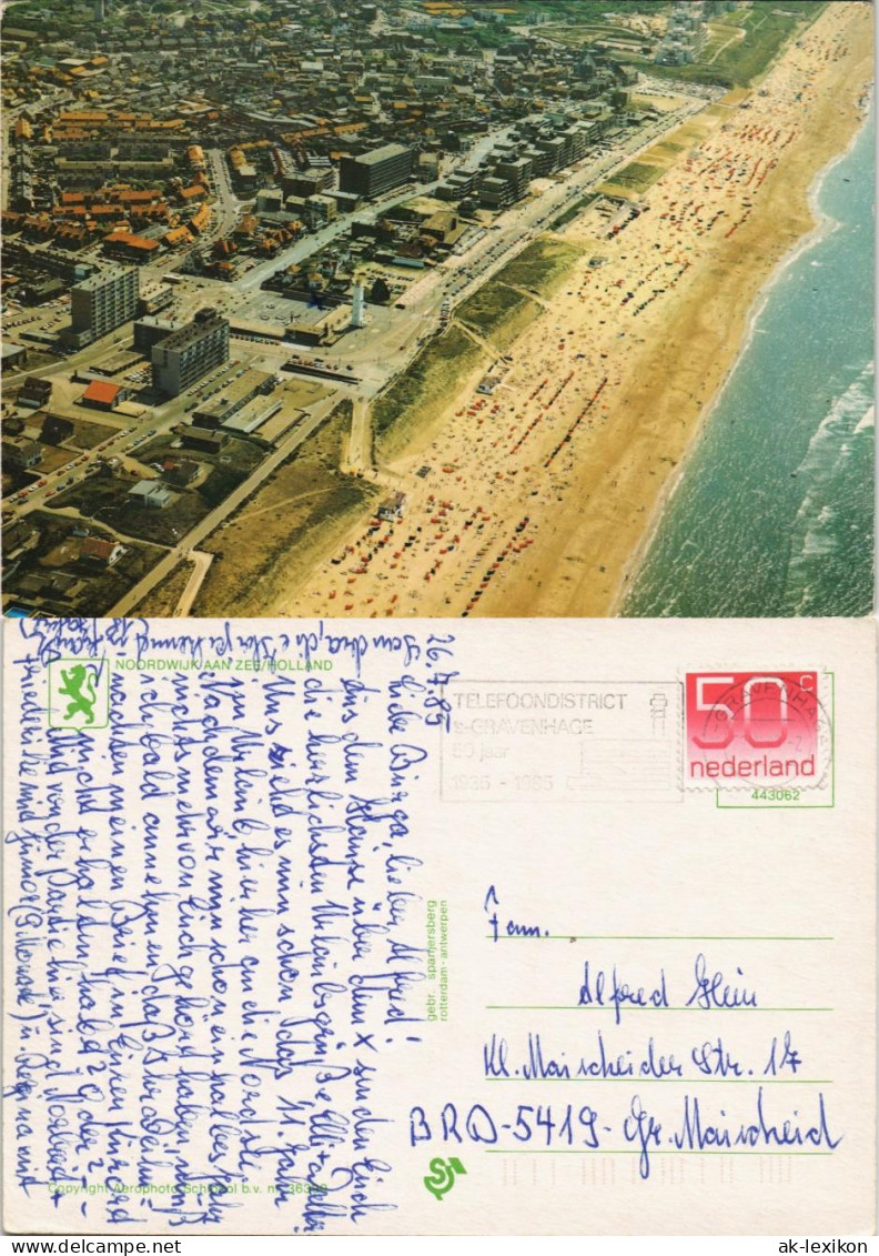 Postkaart Noordwijk Strand & Stadt Vom Flugzeug Aus 1985 - Andere & Zonder Classificatie
