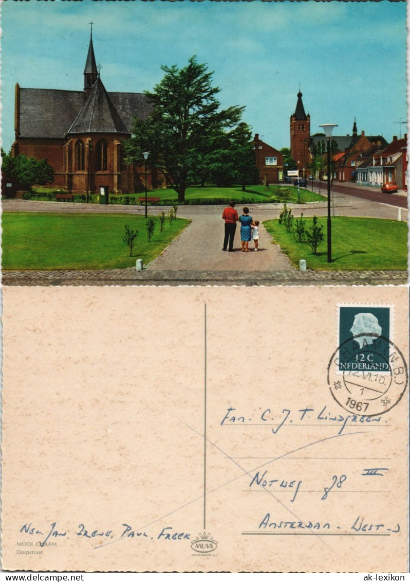 Postkaart Chaam Dorpstraat Dorfstrasse Mit Kirche, Kerk 1967 - Other & Unclassified