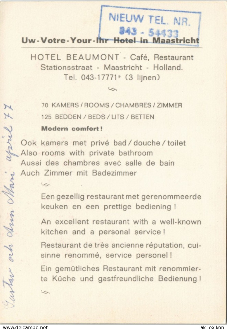 Maastricht Mestreech VW Käfer Am Hotel Beaumont Stationsstraat 1975 - Autres & Non Classés