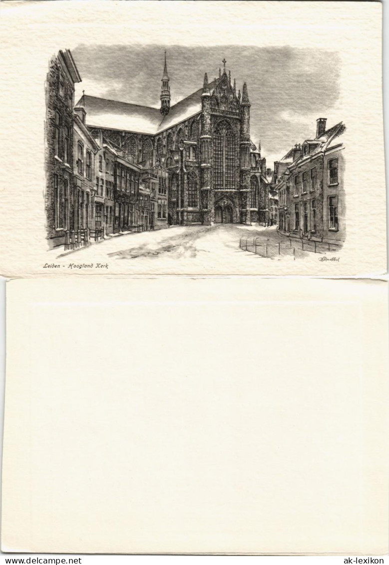 Postkaart Leiden Leyden Hoogland Kerk Künstlerkarte Art Design 1970 - Andere & Zonder Classificatie