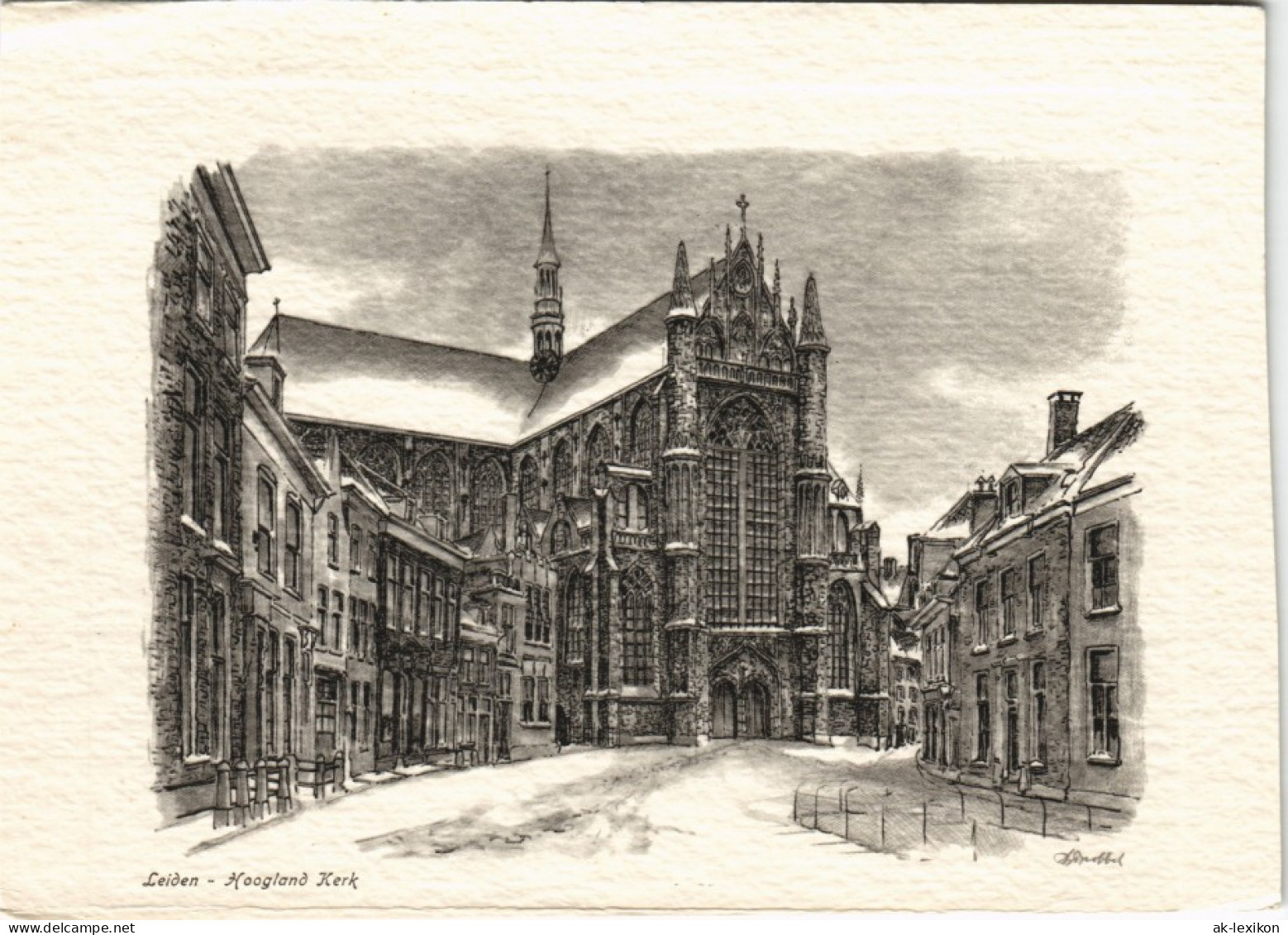 Postkaart Leiden Leyden Hoogland Kerk Künstlerkarte Art Design 1970 - Autres & Non Classés