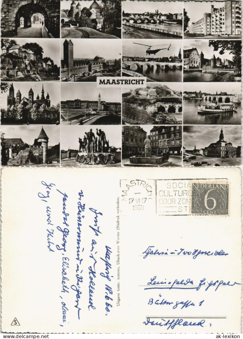 Maastricht Mestreech Stadtteilansichten Mehrbildkarte Mit 16 Ansichten 1960 - Autres & Non Classés