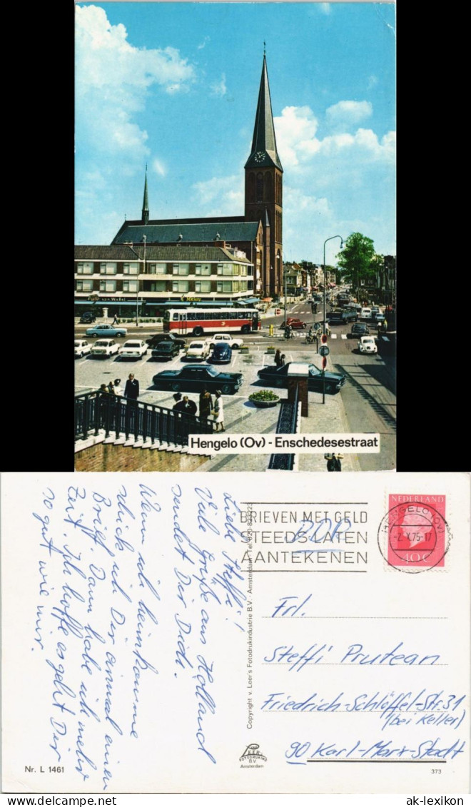 Postkaart Hengelo Enschedesestraat, Kirche Kerk, Auto Parkplatz 1975 - Sonstige & Ohne Zuordnung