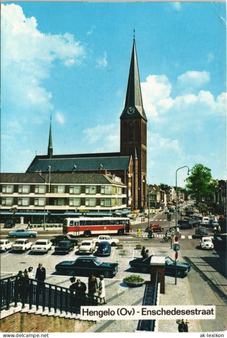 Postkaart Hengelo Enschedesestraat, Kirche Kerk, Auto Parkplatz 1975 - Other & Unclassified