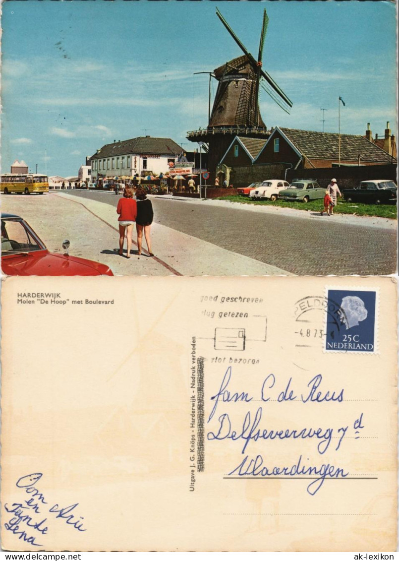 Postkaart Harderwijk Molen "De Hoop" Met Boulevard, Windmühle 1973 - Autres & Non Classés