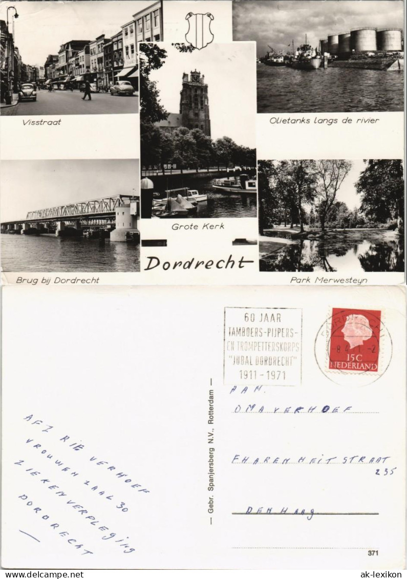 Dordrecht Mehrbild-AK Ua. Öltanks, Visstraat, Brug, Kerk-Kirche Uvm. 1971 - Andere & Zonder Classificatie