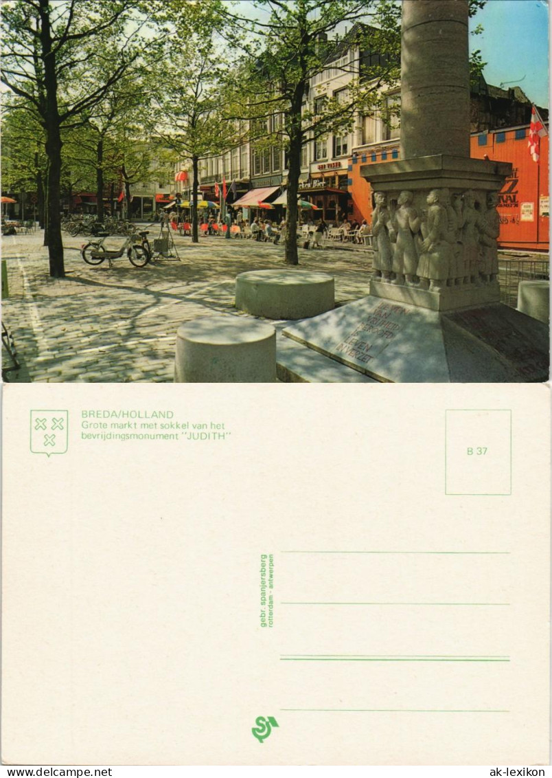 Postkaart Breda Grote Markt Met Sokkel Van Het (Monument Judith) 1980 - Sonstige & Ohne Zuordnung