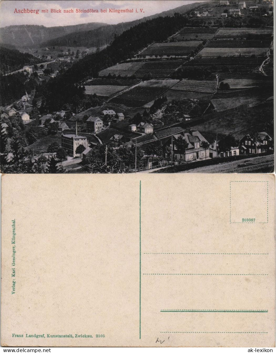 Ansichtskarte Klingenthal Aschberg - Blick Nach Steindöbra 1913 - Klingenthal