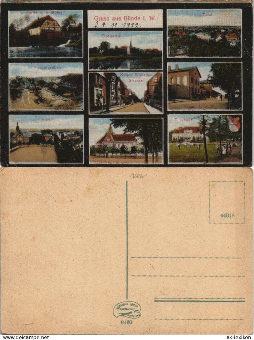 Ansichtskarte Bünde MB: Straßen, Plätze 1913 - Bünde