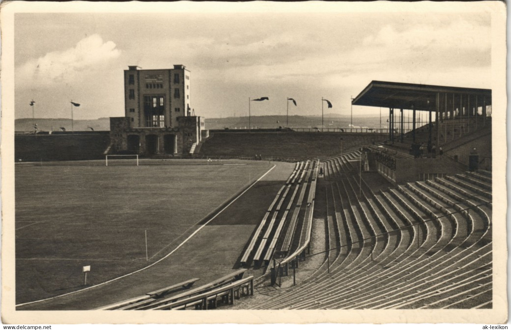 Ansichtskarte Bernsdorf-Chemnitz Stadion, Tribünen 1934 - Chemnitz