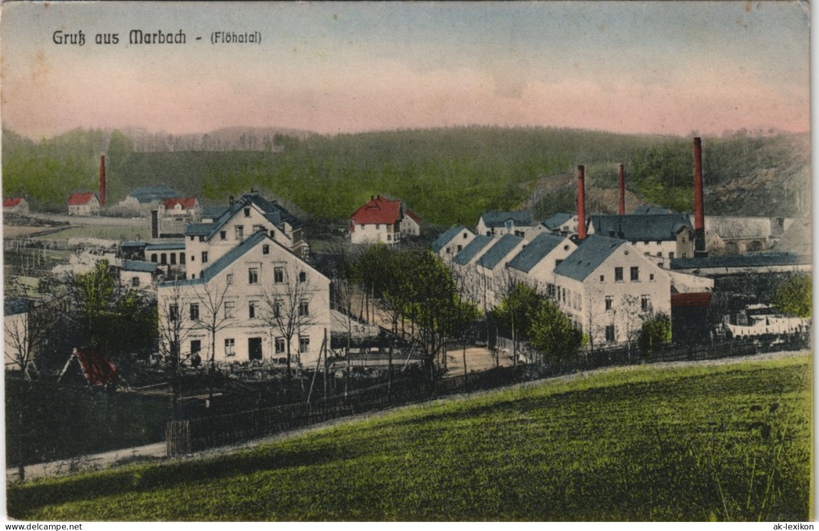 Ansichtskarte Marbach-Striegistal Stadtpartie Fabriken 1908 - Other & Unclassified