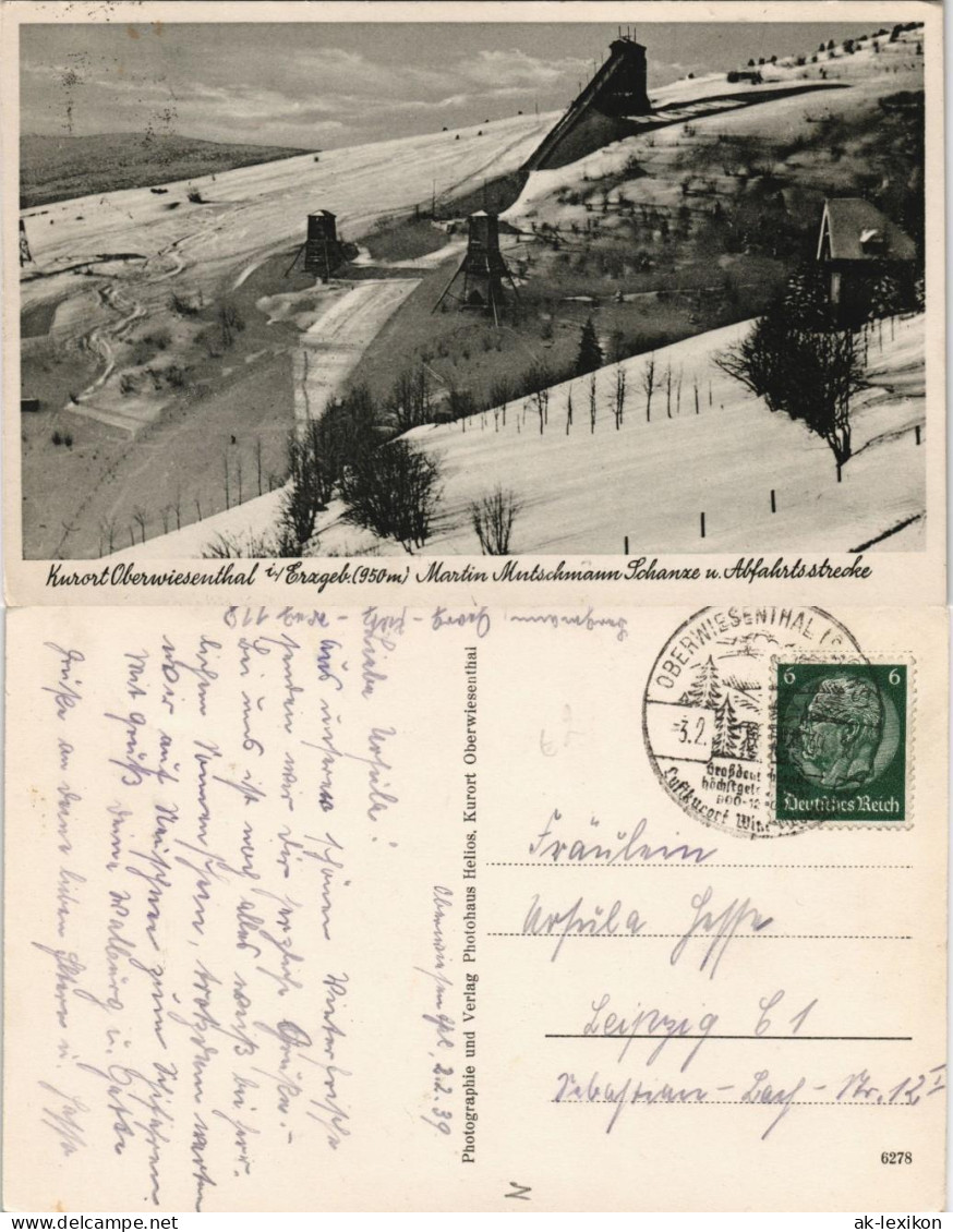 Ansichtskarte Oberwiesenthal Blick Auf Die Sprungschanze Im Winter 1936 - Oberwiesenthal