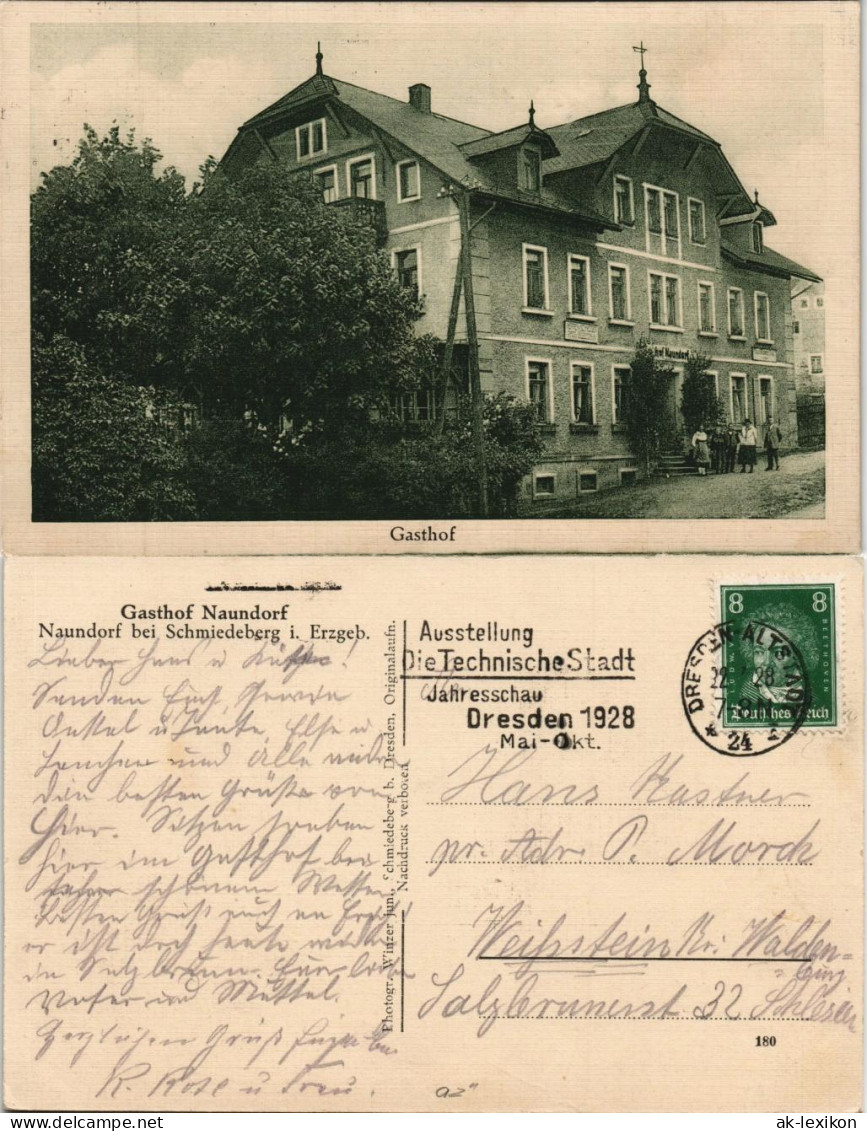 Ansichtskarte Naundorf-Dippoldiswalde Gasthof Naundorf 1928 - Dippoldiswalde