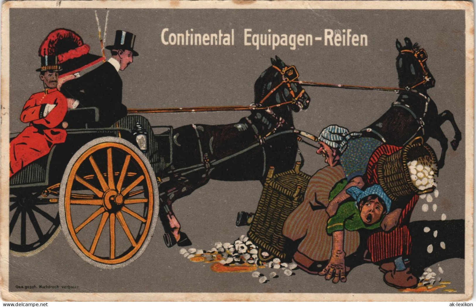 Ansichtskarte  Künstlerkarte Continental Equipagen-Reifen 1930 - Publicité