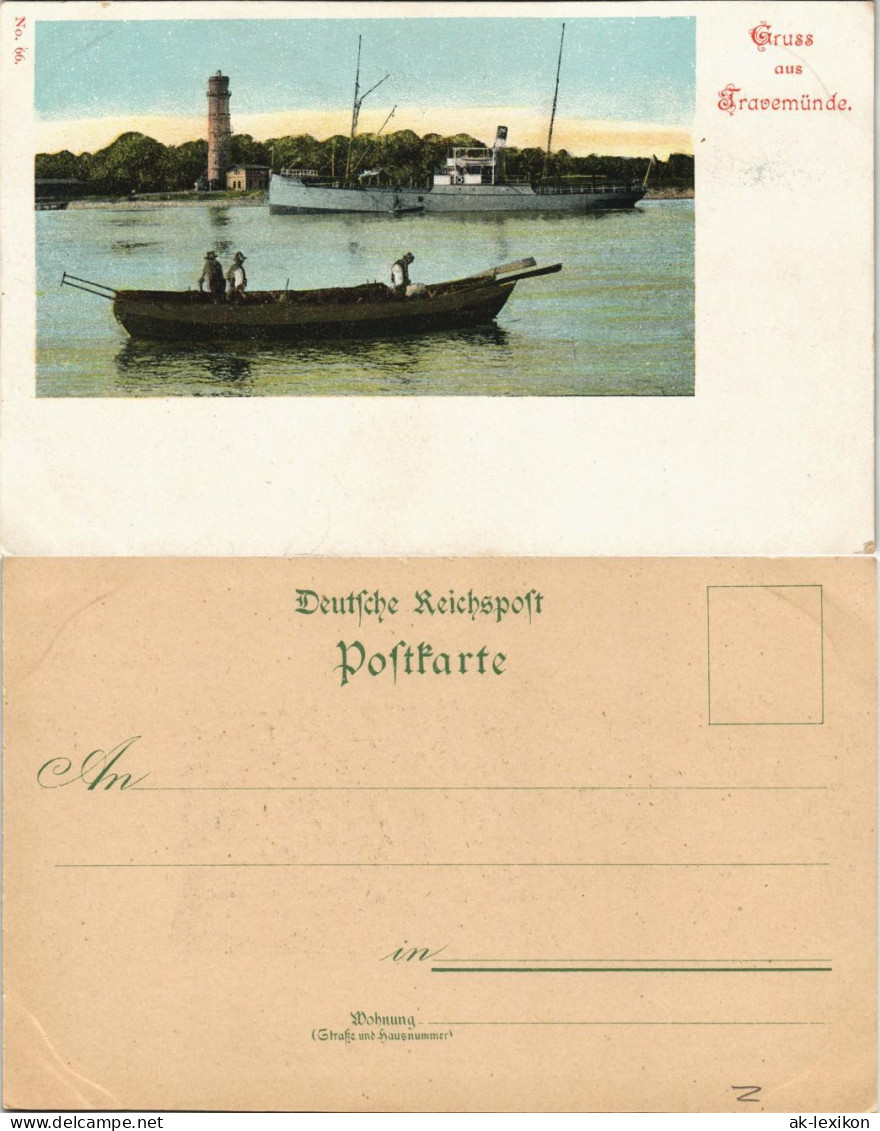 Ansichtskarte Travemünde-Lübeck Leuchtturm Und Dampfer 1909 - Altri & Non Classificati