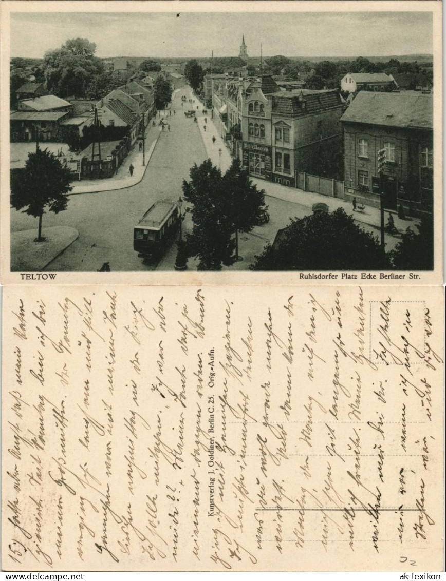 Ansichtskarte Teltow Ruhlsdorferplatz Ecke Berliner Straße 1924 - Andere & Zonder Classificatie