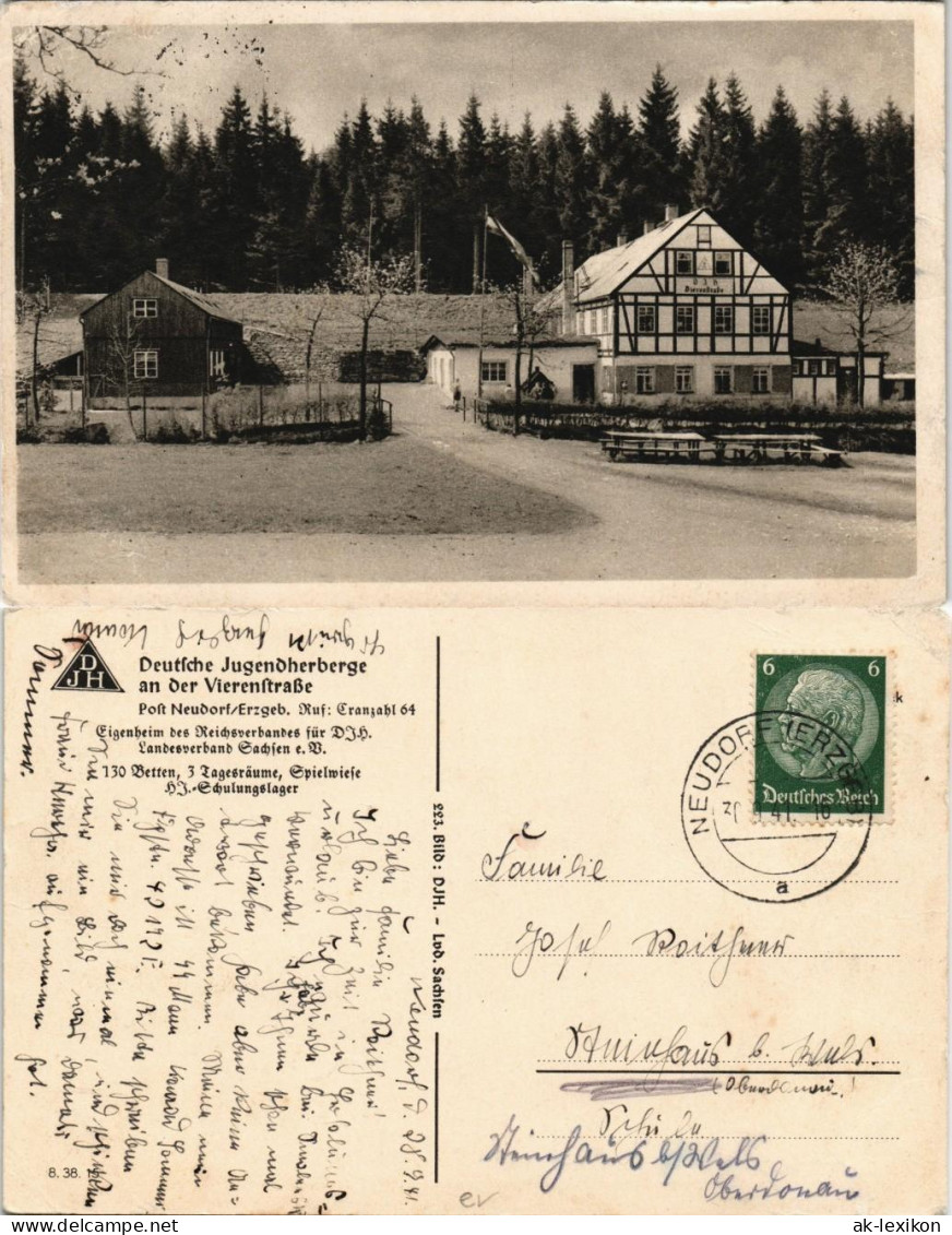 Ansichtskarte Neudorf (Erzgebirge) Jugendherberge An Der Vierenstraße 1941 - Autres & Non Classés