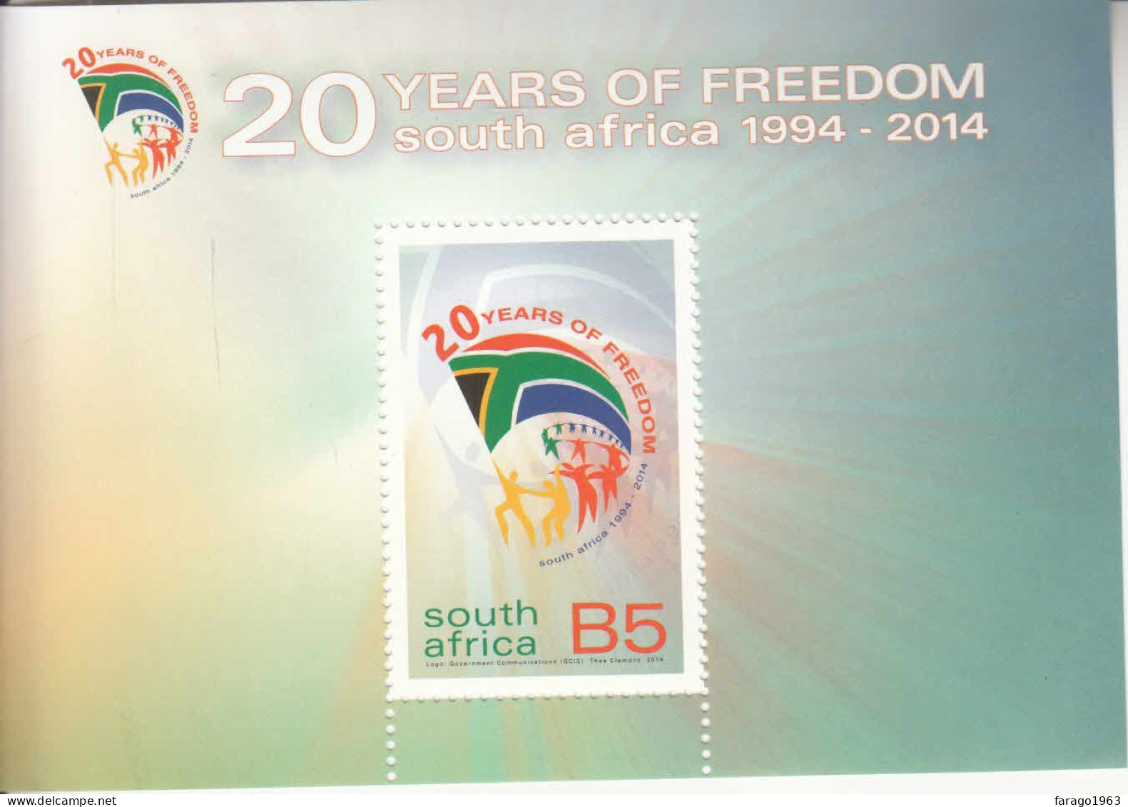 2014 South Africa 20 Years Of Freedom Flags Souvenir Sheet MNH - Ungebraucht