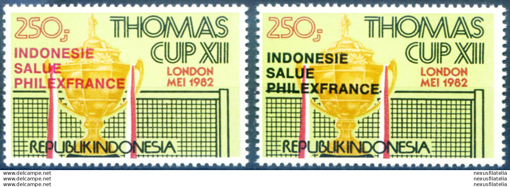 "Philexfrance 1982". Le Due Soprastampe. - Indonésie