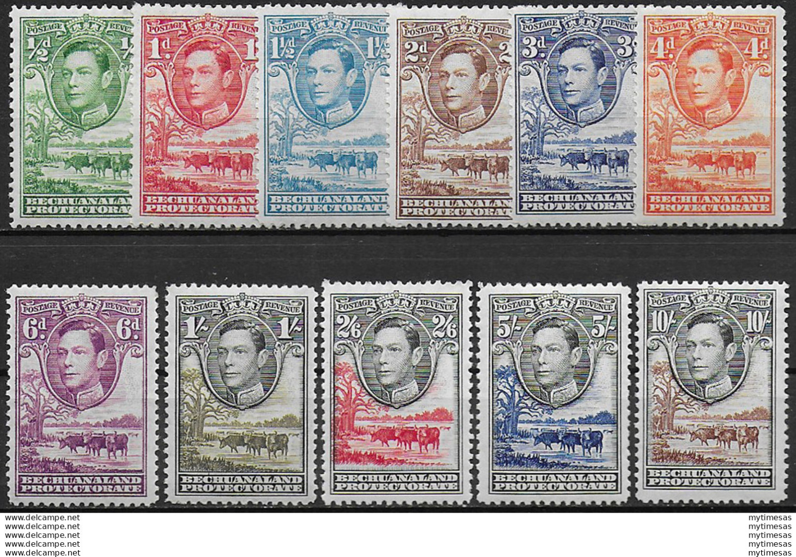 1938-52 Bechuanaland Giorgio VI 11v. MNH SG N. 118/28 - Other & Unclassified