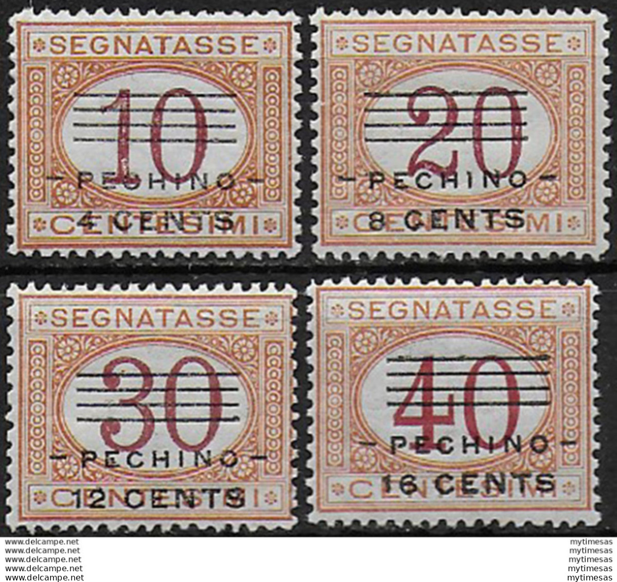 1919 Italia Uffici Cina Pechino Postage Due 4v. MNH Sassone N. 9/12 - Unclassified