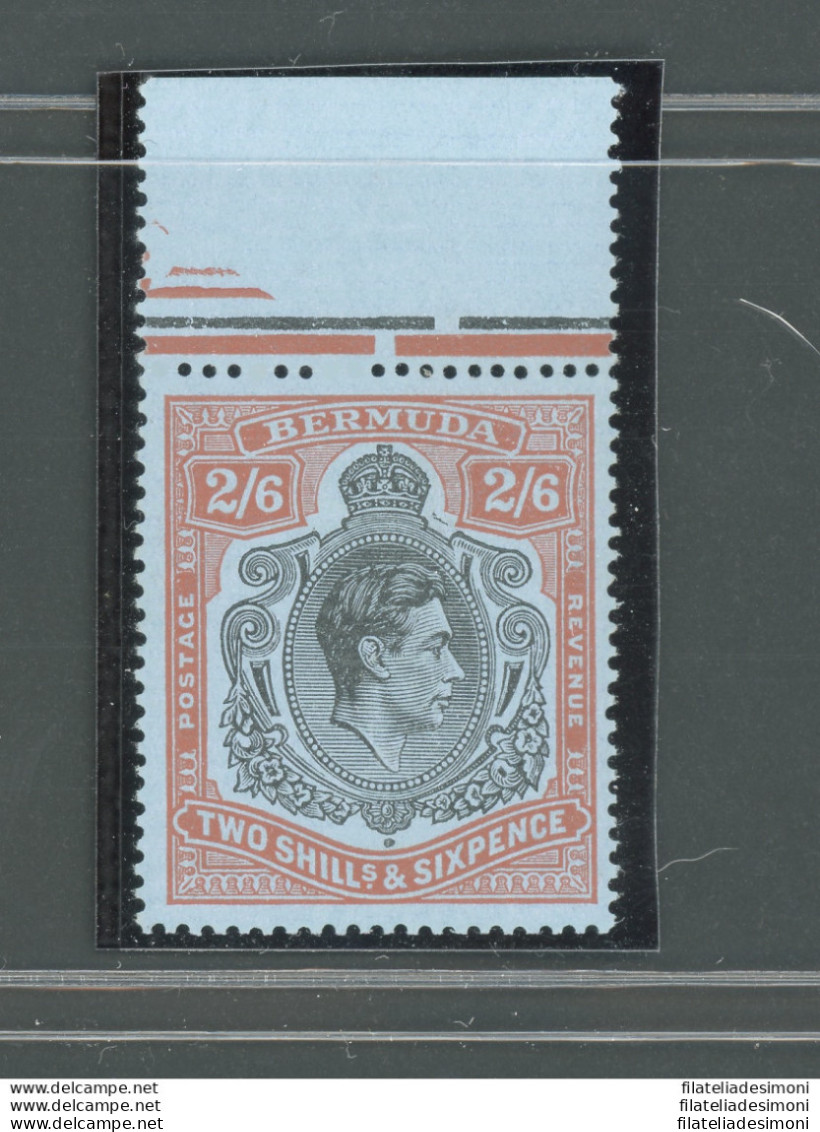 1938-53 BERMUDA, Stanley Gibbons N. 117, GEORGE VI Portrait, 2s. 6d.black And Red/grey Blue - MNH** - Other & Unclassified