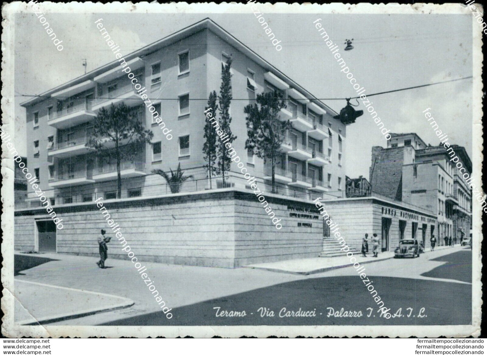 Ap494 Cartolina Teramo Citta' Via Carducci Palazzo I.n.a.i.l - Teramo