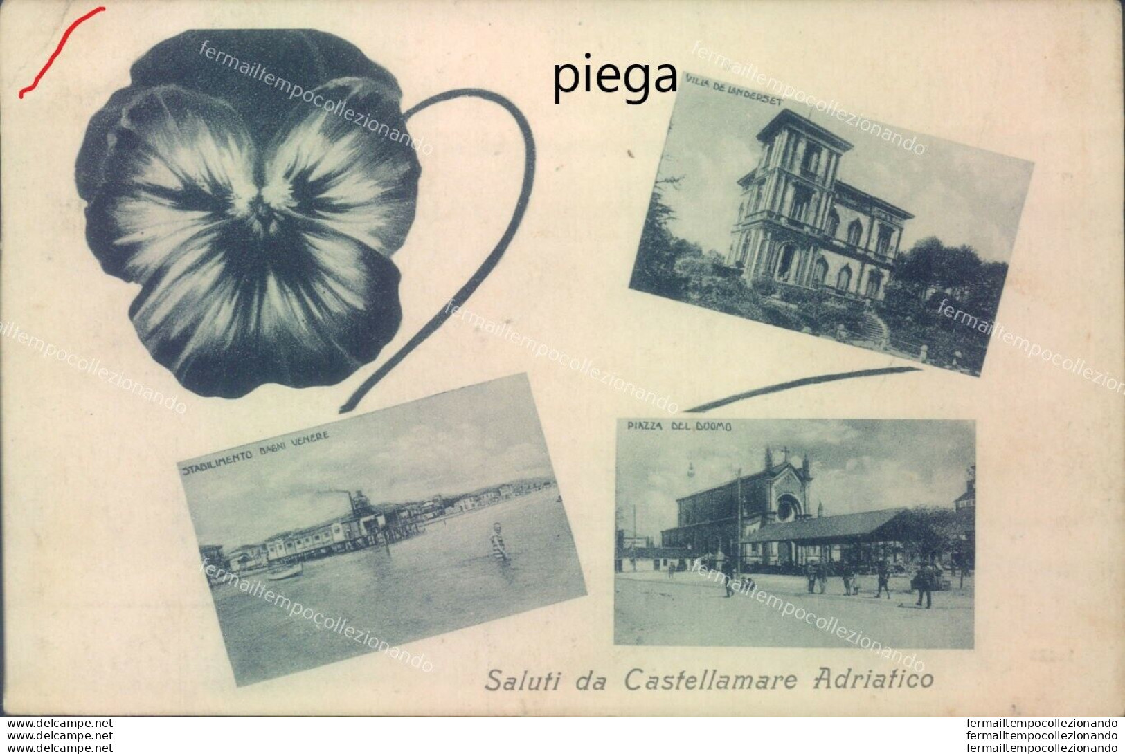 Ag290 Cartolina Saluti Da Castellammare Adriatico 1918 Pescara - Pescara