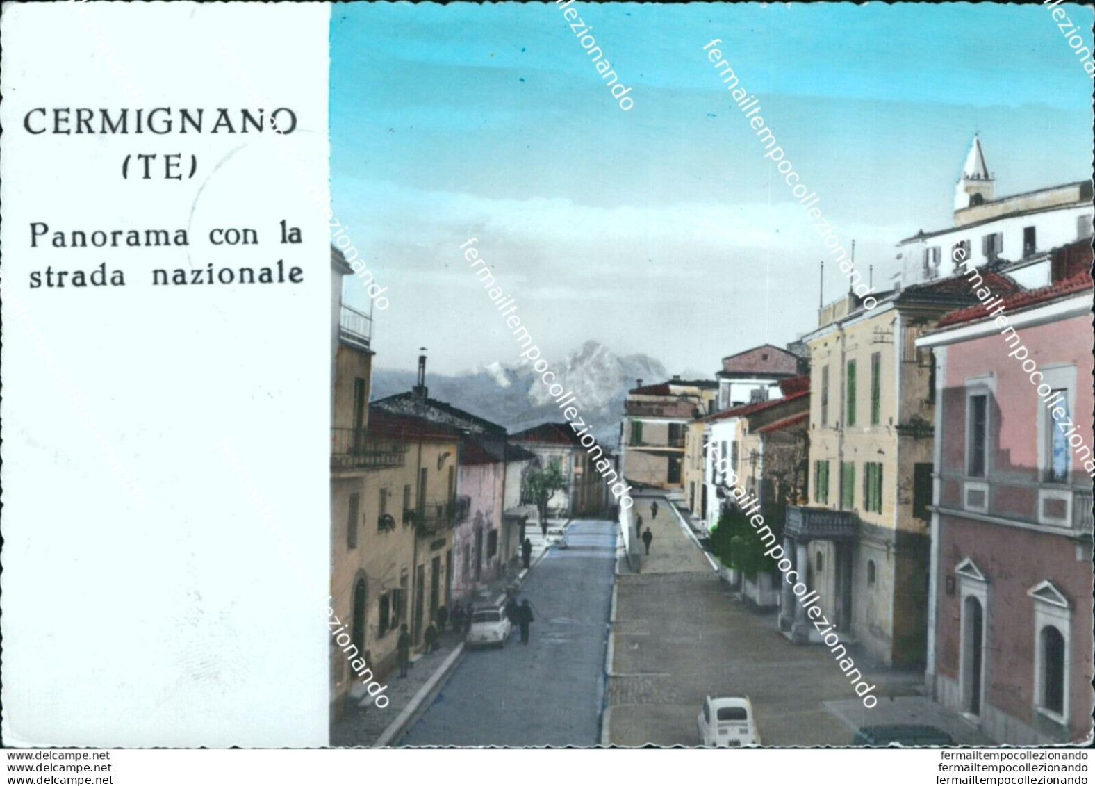 Bu183 Cartolina Cermignano Panorama Con La Strada Nazionale Teramo Abruzzo - Teramo