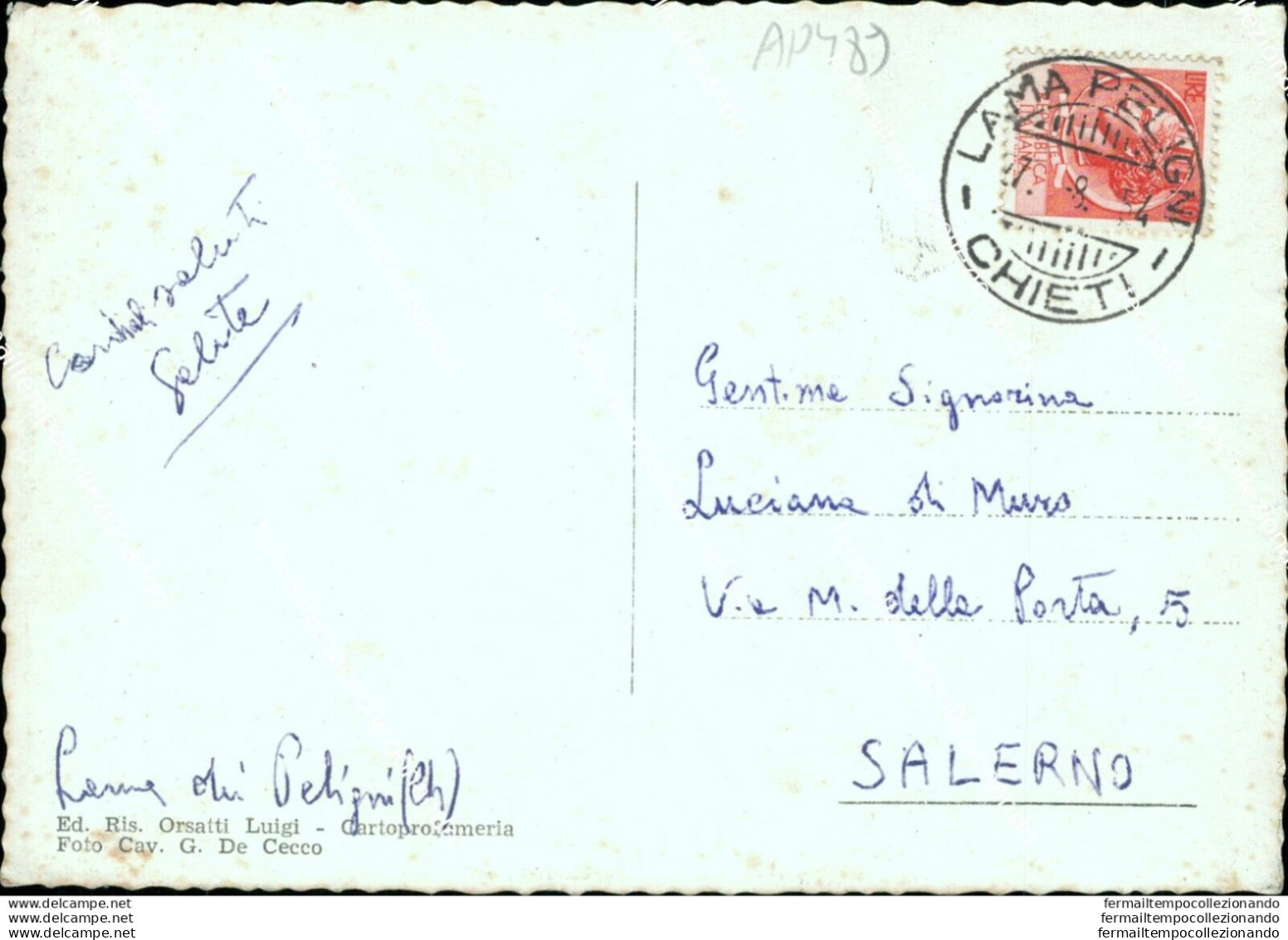 Ap489 Cartolina Fara S.martino Veduta Parziale Con Palazzo Scolastico Chieti - Chieti